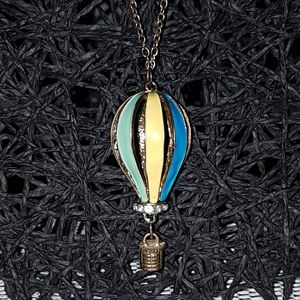 Hot- air balloon necklace, long chain.